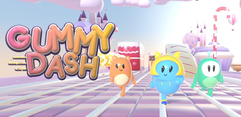 Gummy Dash kapak görseli: şeker diyarında koşan rengârenk karakterler